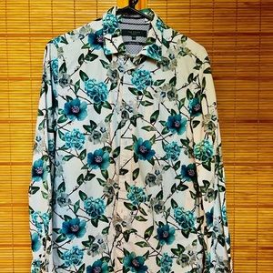 Ted Baker London Modern Fit Men’s Button Down Floral Pattern Shirt Size 15.5.